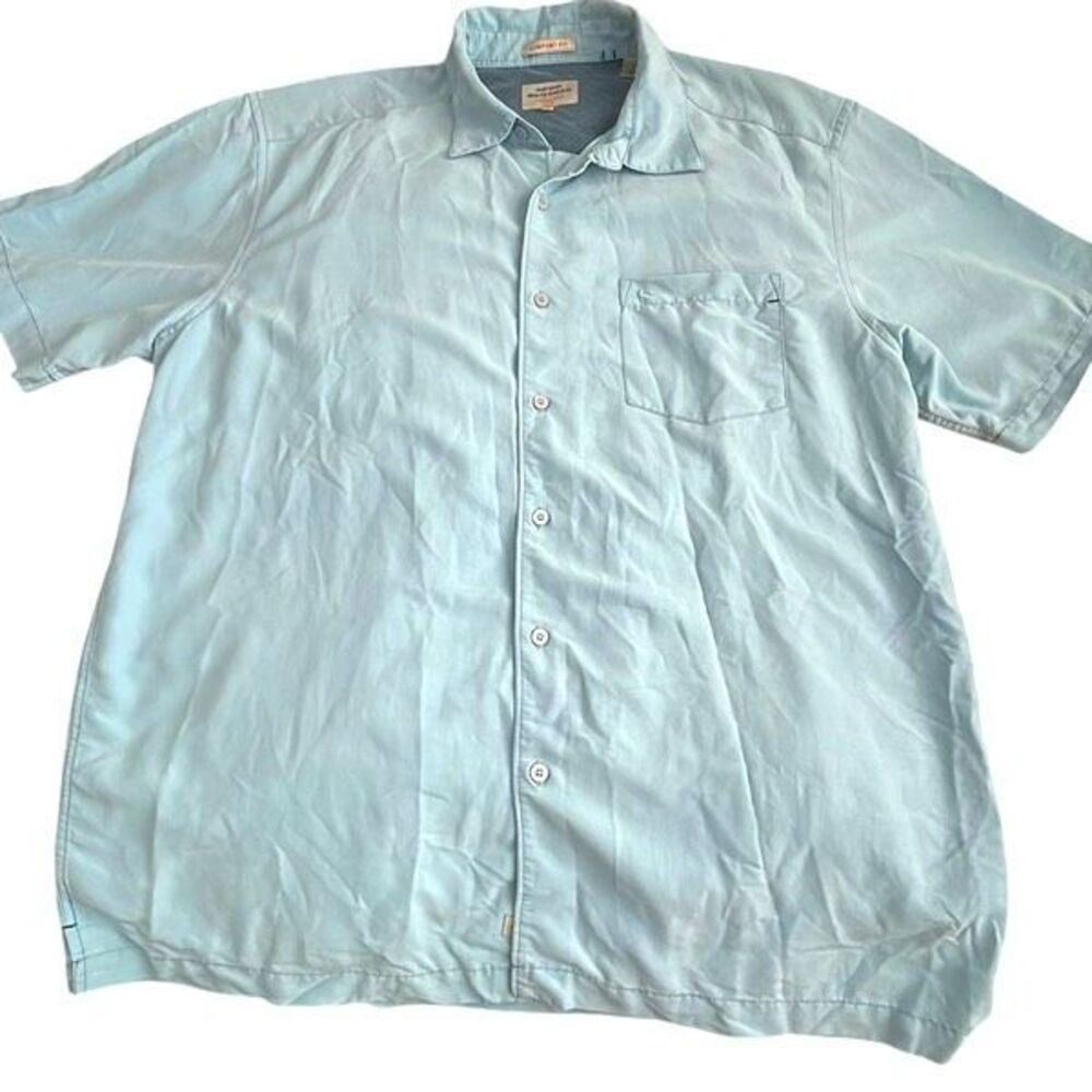 QUIKSILVER Waterman Light Blue Short Sleeve Button Down Shirt - Large - Picture 3 of 6